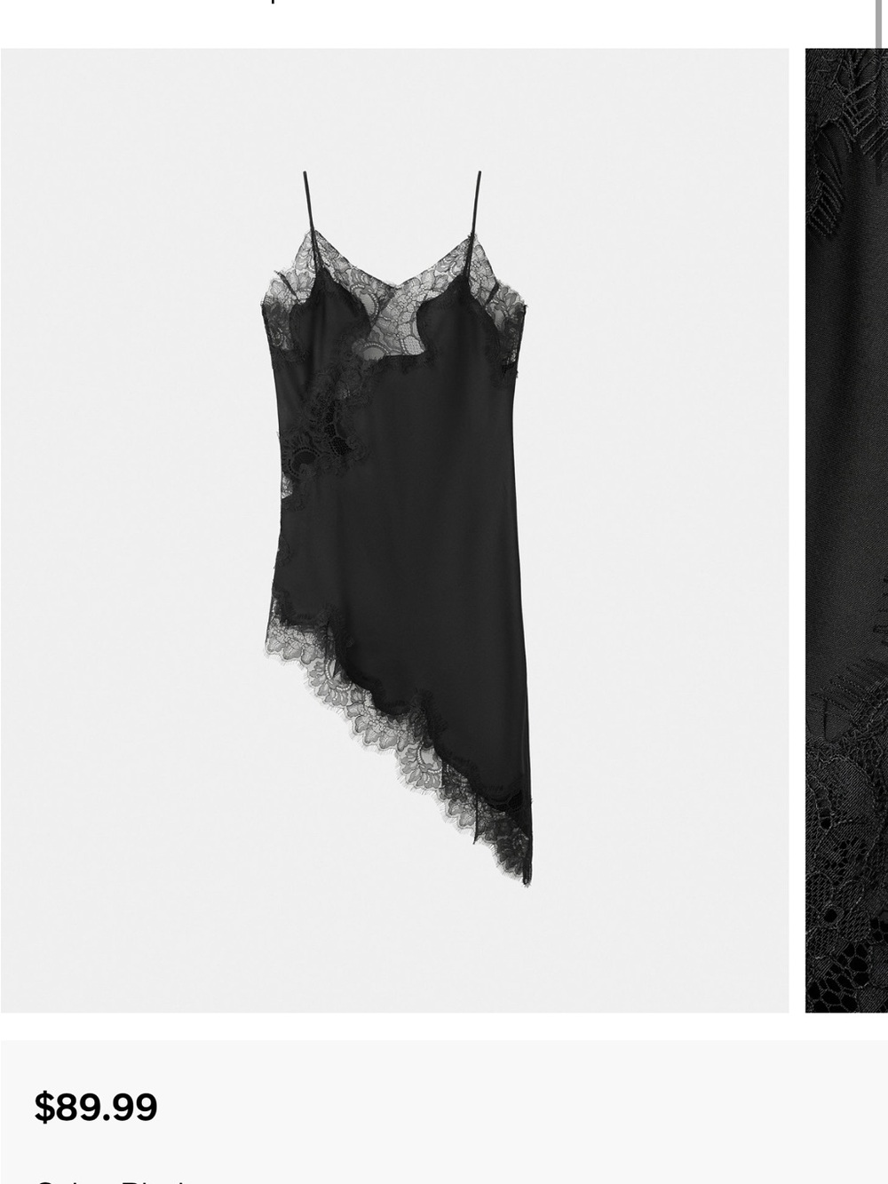 Black Lace Trim Asymmetric Top